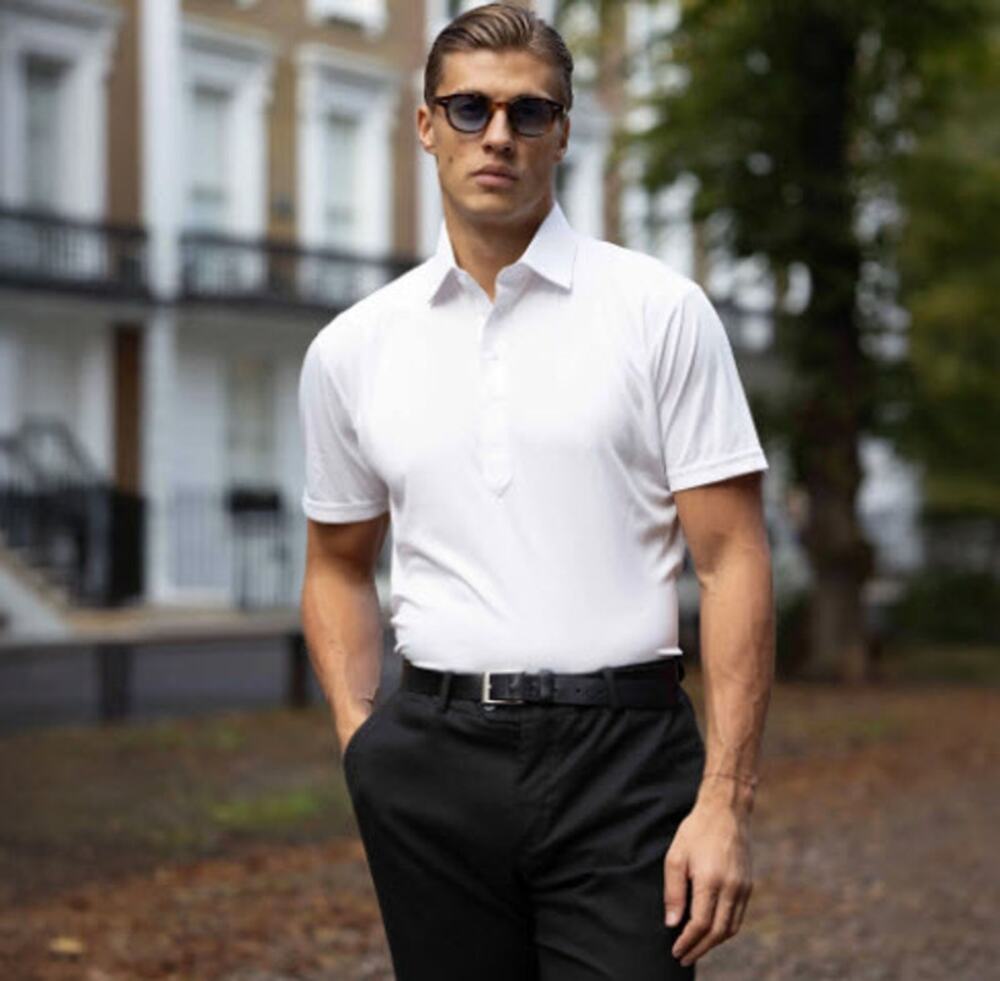Collars & Co Men’s Polo Semi Spread Collar Medium Original Fit White